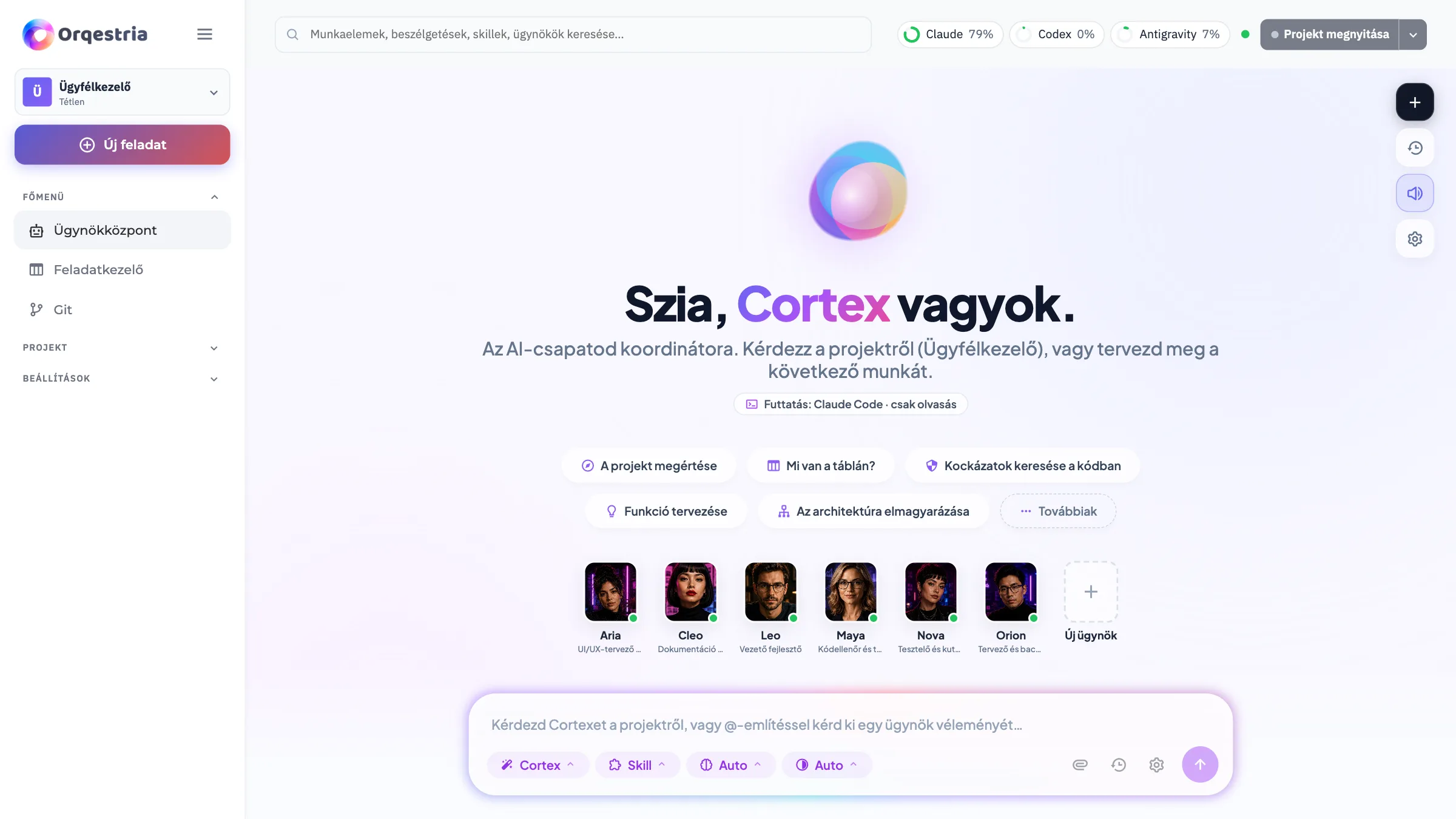 Az Orqestria Ügynökközpontja: Cortex, a csapat koordinátora és az AI-ügynökök